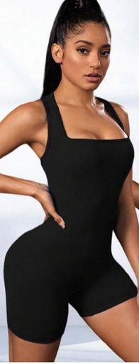 EASITHLETE 2 PIEZAS MAMELUCOS DEPORTIVOS AJUSTADOS- ENTERIZO NEGRO GYM.MINUTE