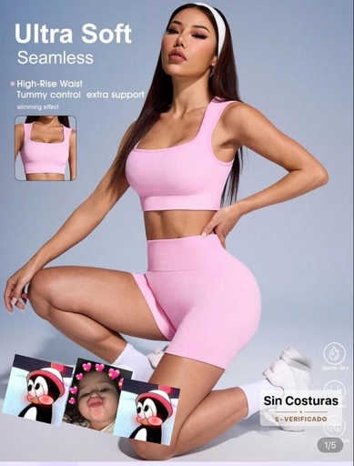 SOVEREIGN CHARM CONJUNTO DE TOP DE YOGA Y SHORT ROSADO