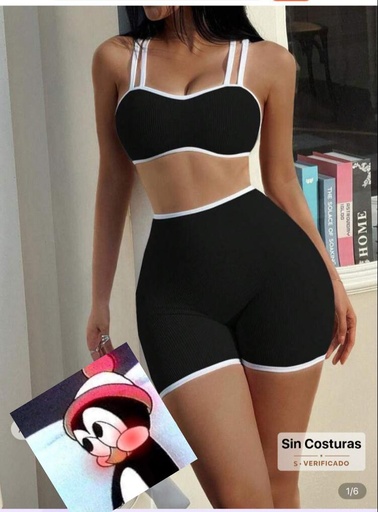 EASITHLETE SET DE 2 PIEZAS DE SUJETADOR DEPORTIVO Y SHORTS NEGRO