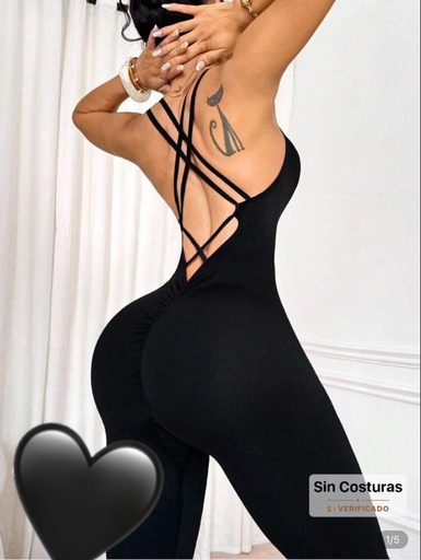 EASITHLETE PIEZA DE MONO MUJER PARA YOGA RUNNING- ENTERIZO NEGRO 